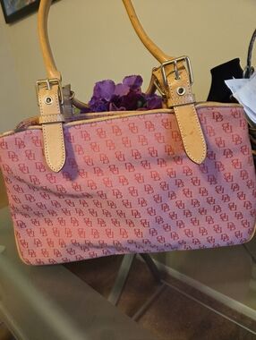 Dooney & Bourke Vintage Signature Monogram Tote with Leather Handles Excellent